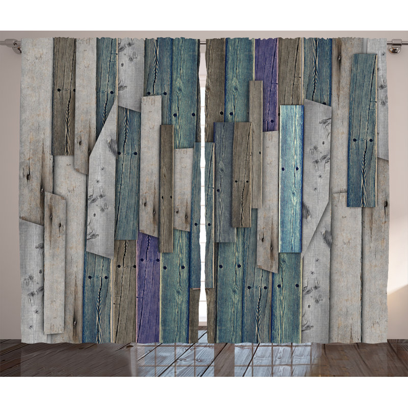 Union Rustic Ayala Wooden Blue Gray Grunge Rustic Planks